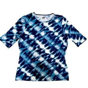 Lands' End Blue Tie-Dye Short sleeve Swim Top Rash Guard Size S (6/8)